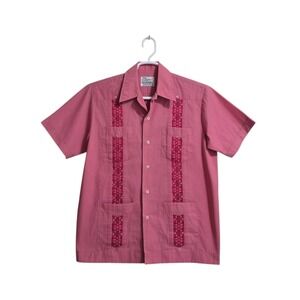 Haband Guayabera Vintage Cuban Style Short Sleeve Button Down Sz M
